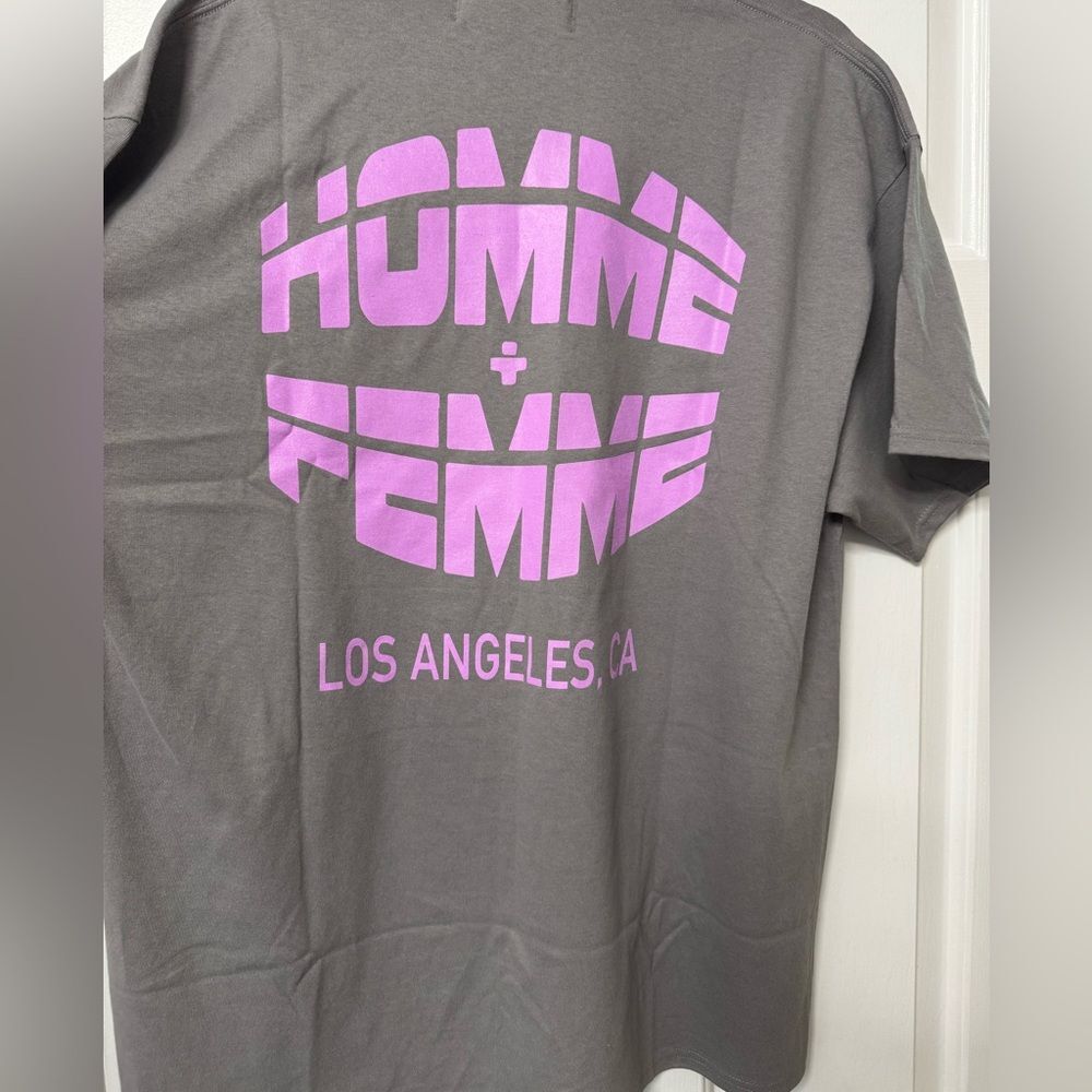 HOMME + FEMME LA Gray Pink Graphic Tee XL NWT Rare Designer Streetwear - Picture 5 of 8